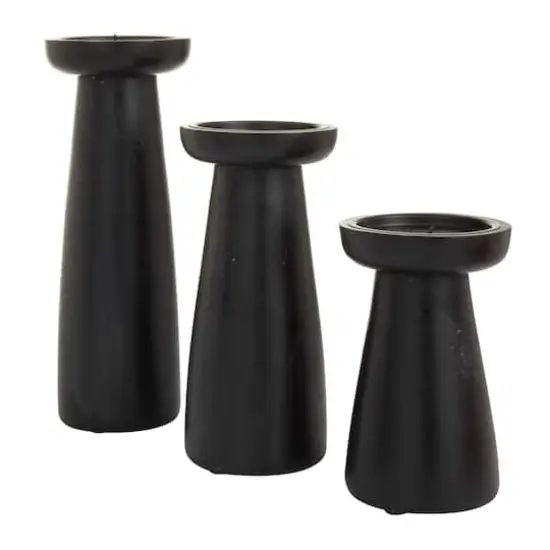 Black Wood Modern Candle holder 10",6",8" {3}