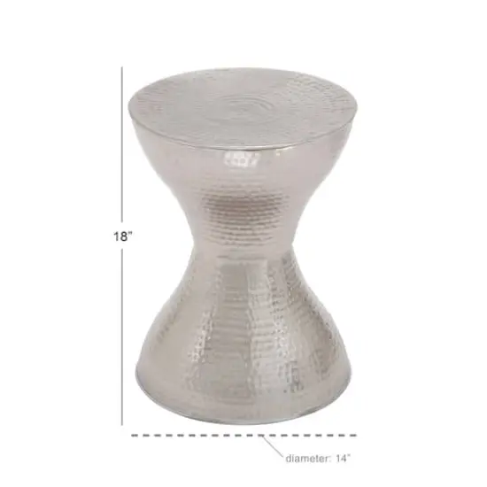 18" Silver Iron Hourglass Accent Table {5}