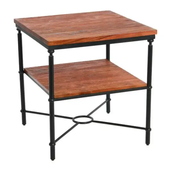 Hello Honey® 24" Saratoga Rustic Wood & Metal End Table Warm Walnut {1}