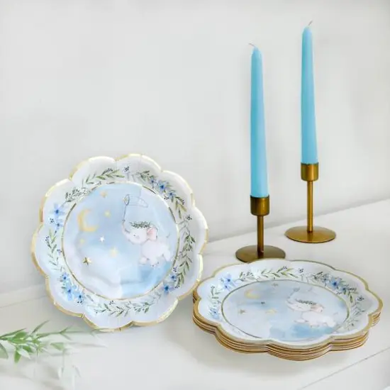 Kate Aspen&reg; 7" Blue Elephant Baby Shower Premium Paper Plates, 16ct. {4}