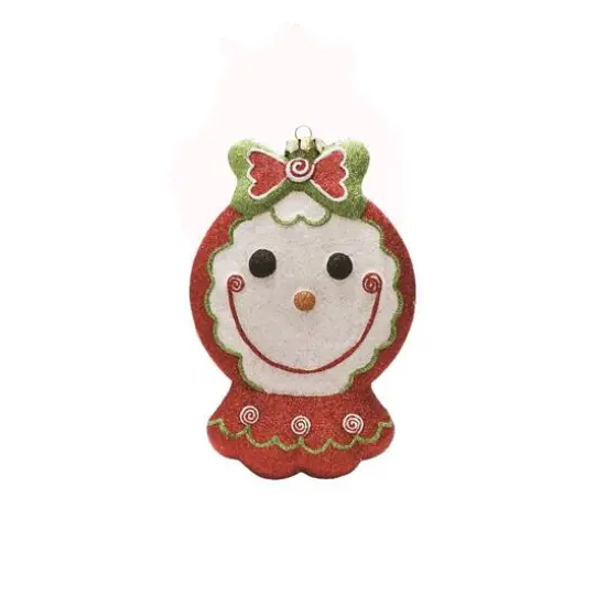 8.5" GlitteredRed & Green Shatterproof Gingerbread Girl Christmas Ornament {1}