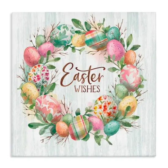 Stupell Industries Easter Wishes Wreath Canvas Wall Art {1}
