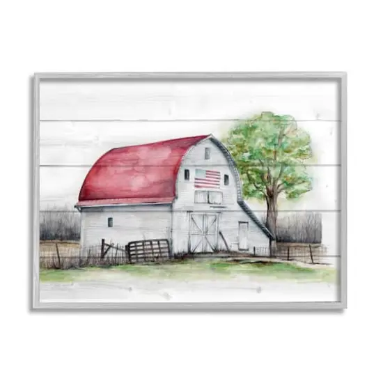 Stupell Industries Rustic Americana Barn Framed Giclee Art Gray {1}