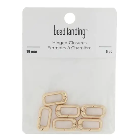 19mm Metal Rectangle Hinged Closures, 6ct. by Bead Landing&trade; Gold {4}