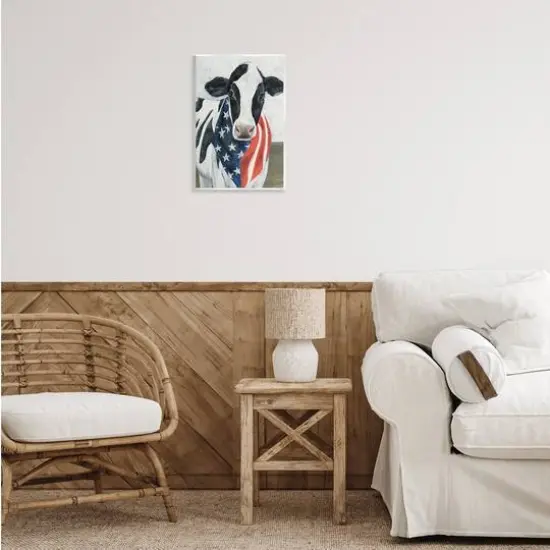 Stupell Industries Farm Cow American Flag Animal Wall Plaque Art {3}