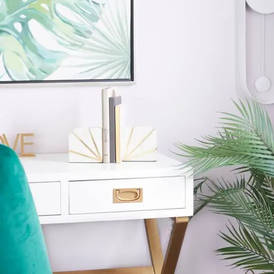 White Glam Abstract Bookends, {9}