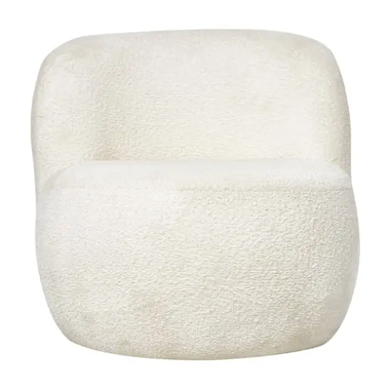 White Polyester Rounded Barrel Accent Chair {4}