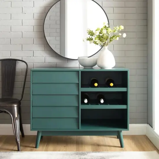 Walker Edison 36" Dark Teal Louvered Door Bar Cabinet {8}