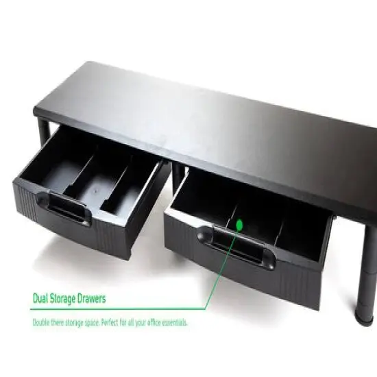 Mind Reader Black Large Dual Monitor Drawer Stand {6}