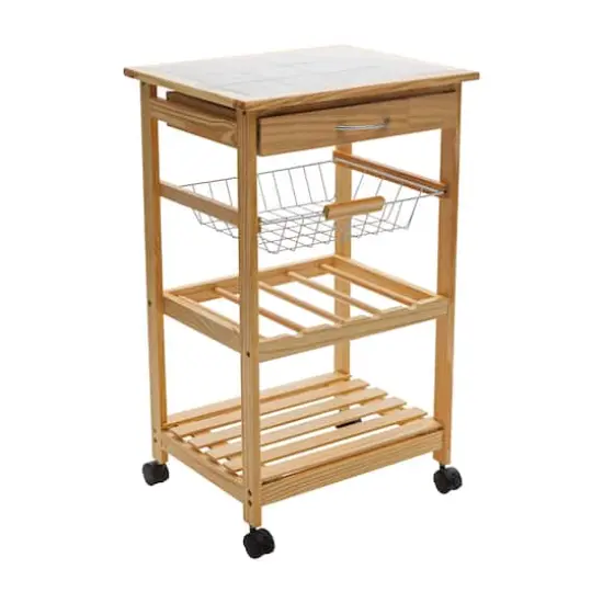 Organize It All Rolling Kitchen Cart with Ceramic Countertop {1}
