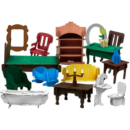 Roylco&reg; 18-Piece Doll House Furniture to Decorate {3}