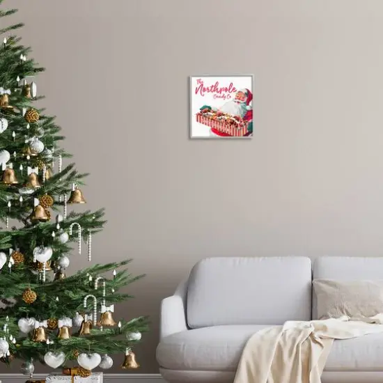 Stupell Industries Vintage Northpole Candy Santa Claus Framed Giclee Art Gray {3}