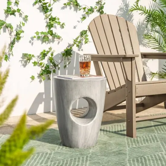 Glitzhome&reg; 18'' Multi-Functional Faux Concrete Accent Table {4}