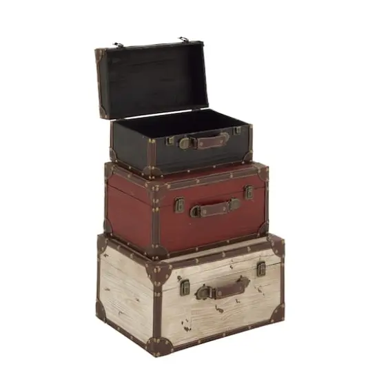 Multicolor Wood Farmhouse Trunk Set {3}