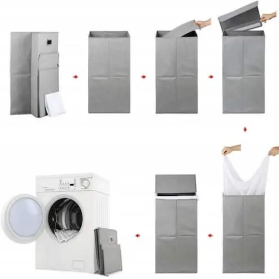 NEX&trade; Foldable Single Hamper Basket with Lid & Removable Liner {6}