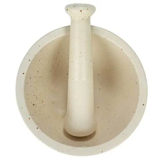 Hello Honey&reg; White Round Stoneware Mortar & Pestle Set {8}