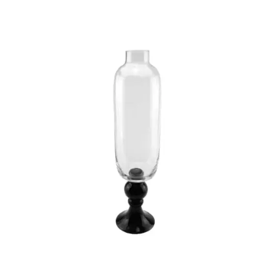 23.5" Clear & Jet Black Glass Pedestal Style Flower Vase {1}