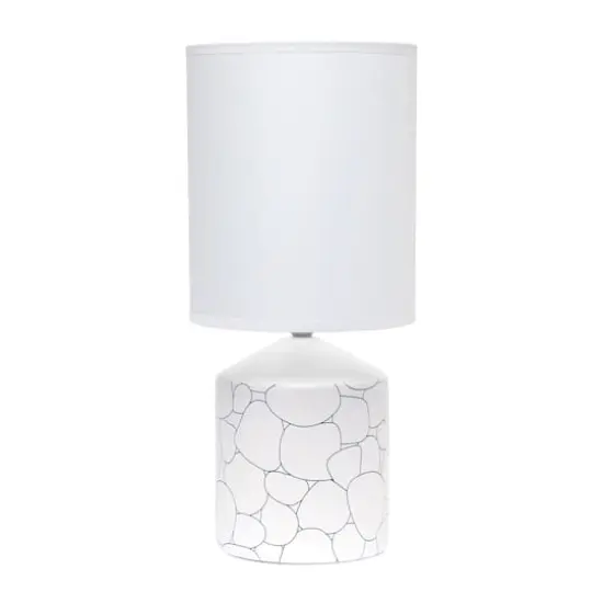 Simple Designs 18.5" Fresh Prints Table Lamp White and Blue Stone {1}