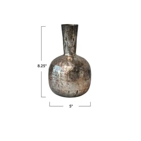 Hello Honey&reg; 8.25" Oxidized Pewter Finish Decorative Metal Vase {4}