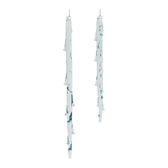 6ct. Assorted Melted Glass Icicle Drop Ornament Set {1}