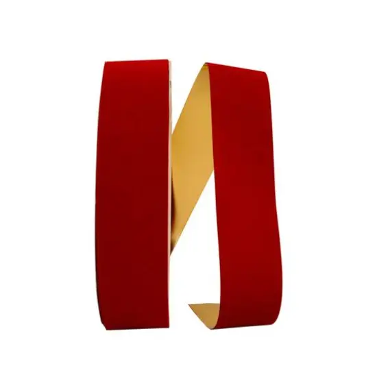 JAM Paper 2.5" x 100yd. Velvet Gold Back Ribbon Medium Red {1}
