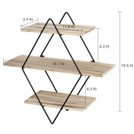 Haitral Rustic 3-Tier Brown Floating Shelf {3}