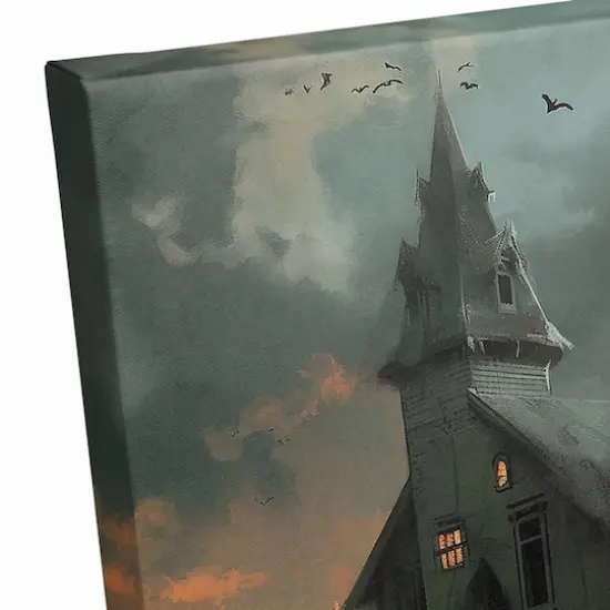 Haunted Lakeside Mansion 16" x 16" Canvas Wall Art {6}