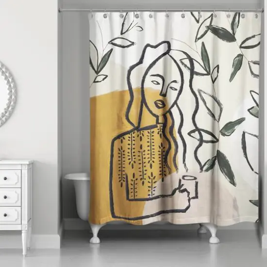 Earthy Abstract Figure II 71" x 74" Shower Curtain {3}