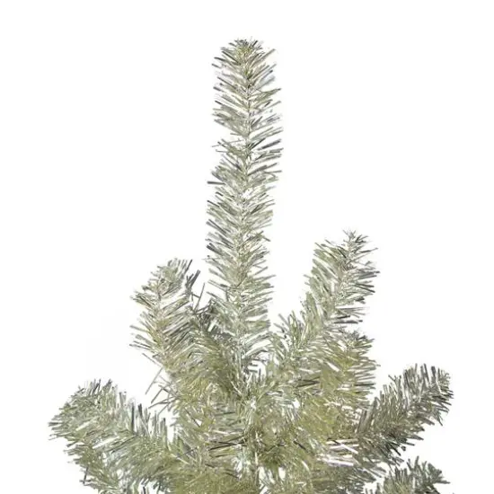 9ft. Unlit Metallic Platinum Artificial Tinsel Christmas Tree {5}