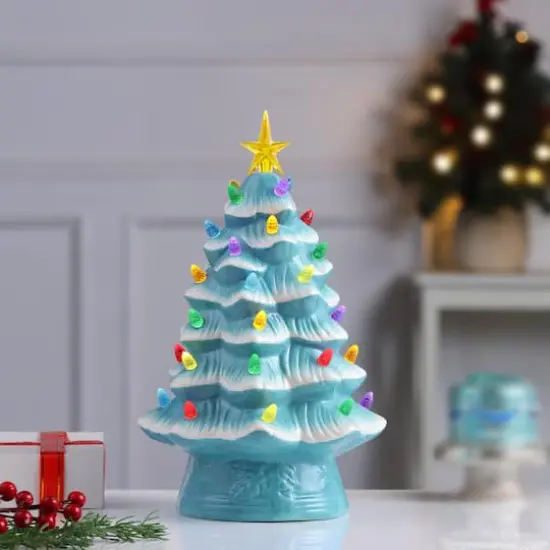 12" Light Blue Nostalgic Christmas Tree {3}