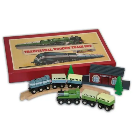 Traditional Wooden Train Set {1}