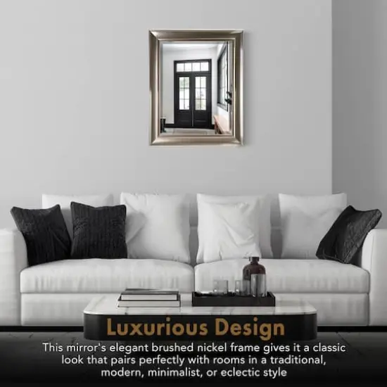 Head West Brushed Nickel Framed Wall Mirror - 35" x 29" {5}