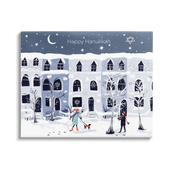 Stupell Industries Happy Hanukkah Winter City Scene Canvas Wall Art {1}