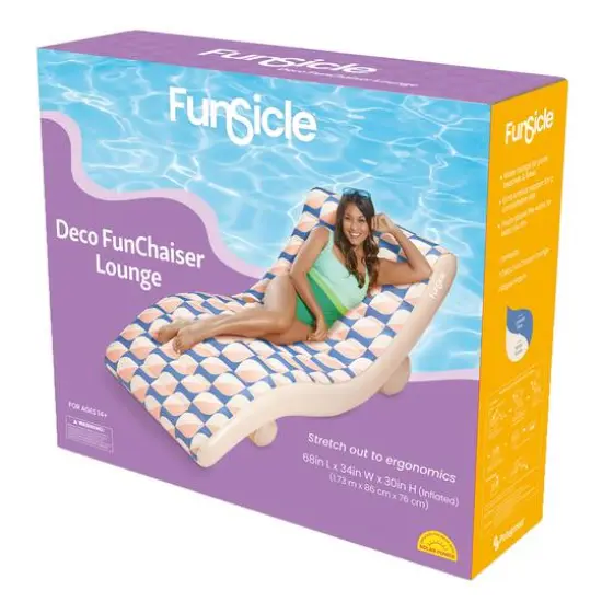 Funsicle 68" Blue & Cream Deco FunChaiser Lounge Inflatable Water Float {7}