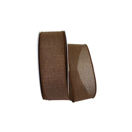 Reliant 2.5" x 50yd. Linen Wired Ribbon Chocolate Brown {1}