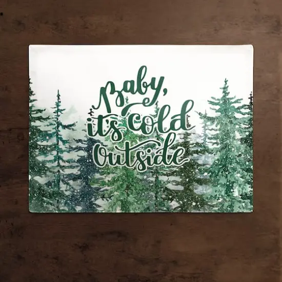 Winter Watercolor Pine Forest Poly Twill Placemat {3}