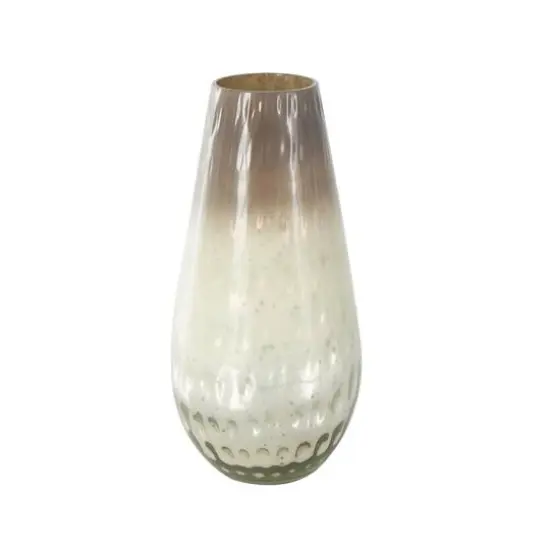 12.25" Brown Glass Ombre Vase with Spotted Concaved Details & Speckled Accents {4}