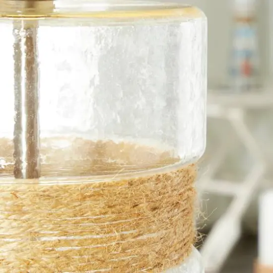 Set of 2 Silver Glass Rustic Table Lamp, 31" {5}