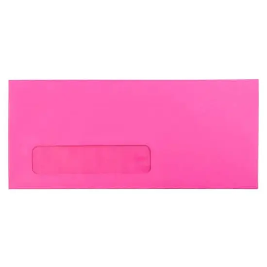 JAM Paper 4" x 9.5" Colored Business Window Envelopes, 50ct. Ultra Fuchsia Hot Pink {1}