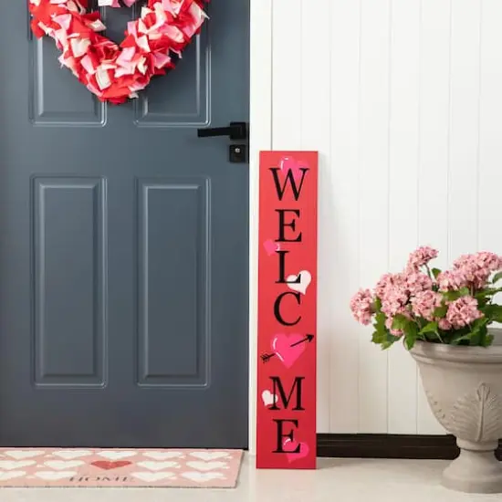 Glitzhome&reg; 36" Valentine's Wooden Welcome Porch Sign {5}