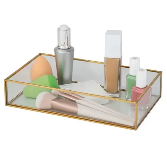 Home Details 9.5" Gold Vintage Glass Keepsake Tray {3}