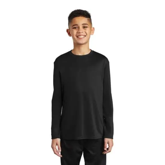 Port & Company® Youth Long Sleeve Performance T-Shirt Jet Black {3}