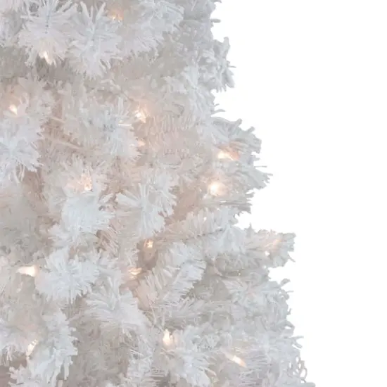 7.5ft. Pre-Lit Flocked White Spruce Artificial Christmas Tree, Clear Lights {4}