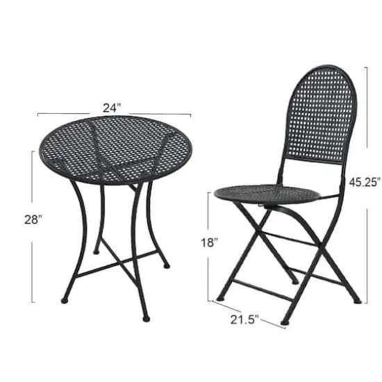 Hello Honey&reg; Metal Cane Outdoor Bistro Patio Set Black {9}