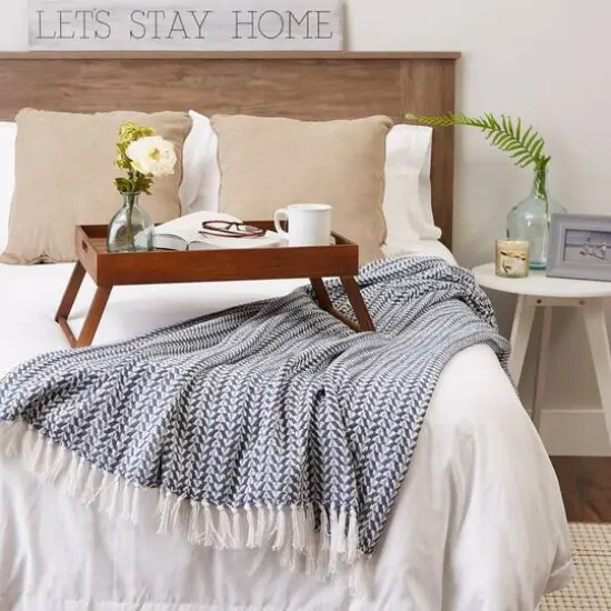 DII&reg; French Blue Arrowhead Woven Throw {6}