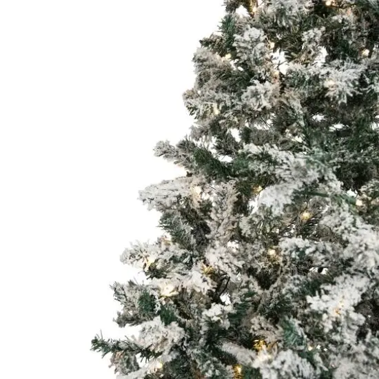 9ft. Pre-Lit Flocked Pine Artificial Christmas Tree, Warm White LED Lights {5}