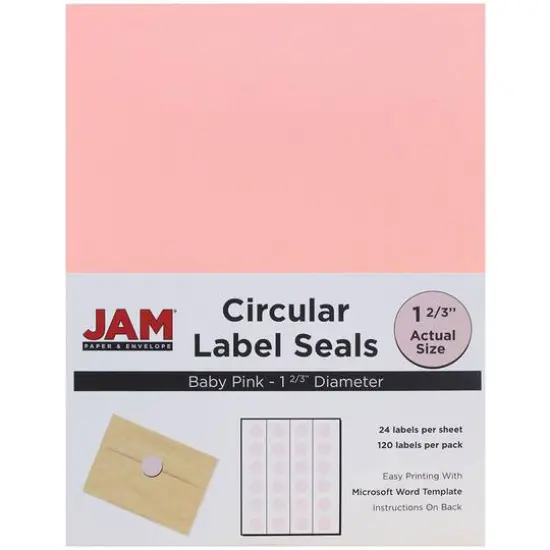 JAM Paper Circular Seal & Rectangular Mailing Address Label Combo Set Baby Pink {6}