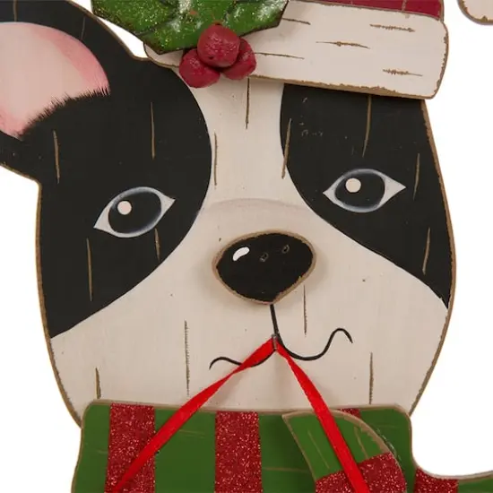 Glitzhome&reg; 16" Wooden Dog Christmas D&eacute;cor Accent {5}