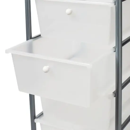 Honey Can Do Silver 5-Drawer Rolling Storage Cart {9}