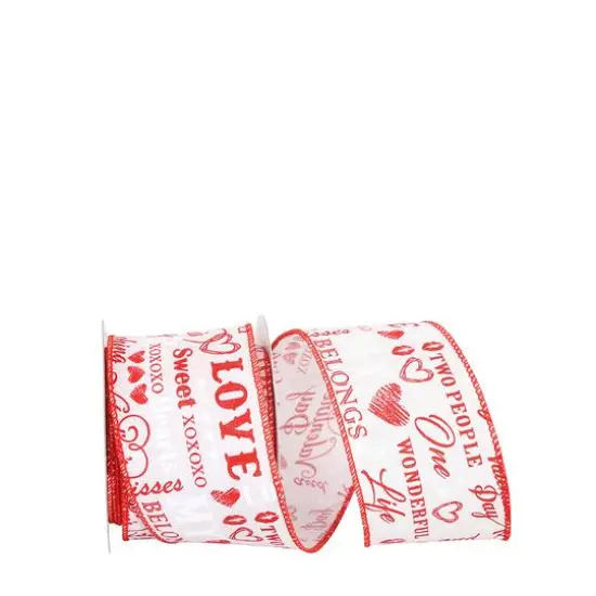 Reliant 2.5" x 10yd. Words of Love Linen Wired Ribbon {1}